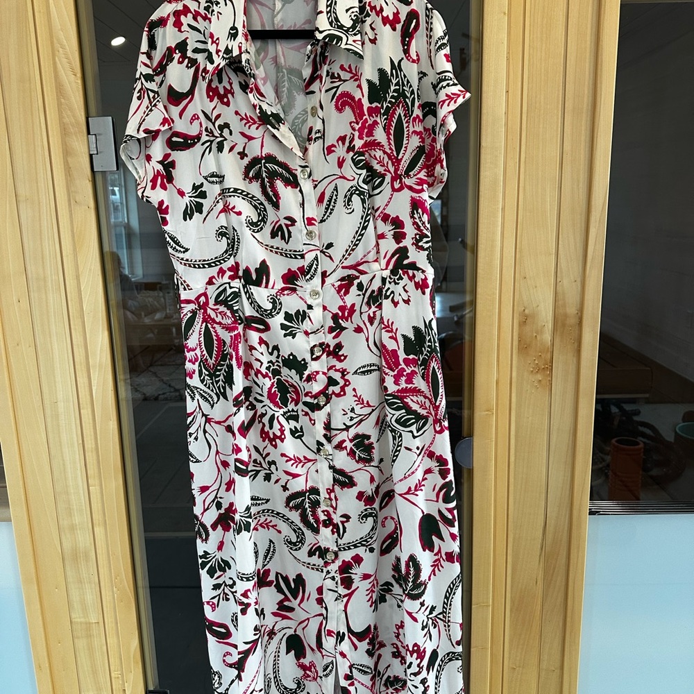 Zara Pink and Black Wrap Midi Dress with Flutter Sleeves